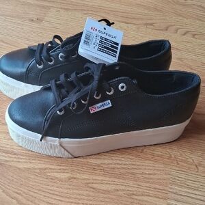 P NWT Superga Ladies Shoes,black, Sz 8.5, 9.5, 10